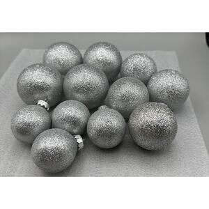 Ornament Christmas Balls 12 Rauch Silver Glitter 4-8.5"Cir 4-7.25 Cir. 4-6" Cir